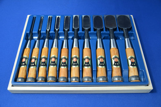 Marukatsu Bench Chisel Set of 10 with Wooden Case